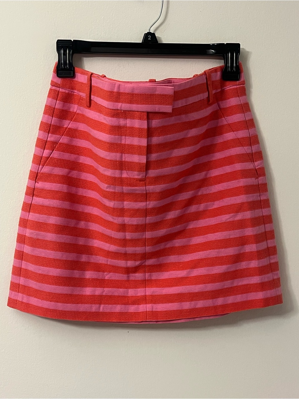 J Crew Coral Orange Pink Striped Women’s Skirt Size 4 Cotton